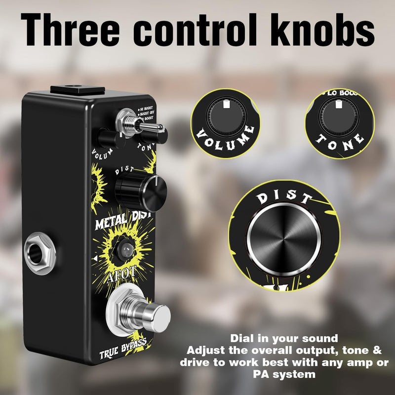 AFOT Vintage Distortion Pedal, Metal Distortion Pedal 3 Working Modes, Warm Smooth Wide Range of Vintage Distortion Sound, Mini Effect Pedal True Bypass - Image 4